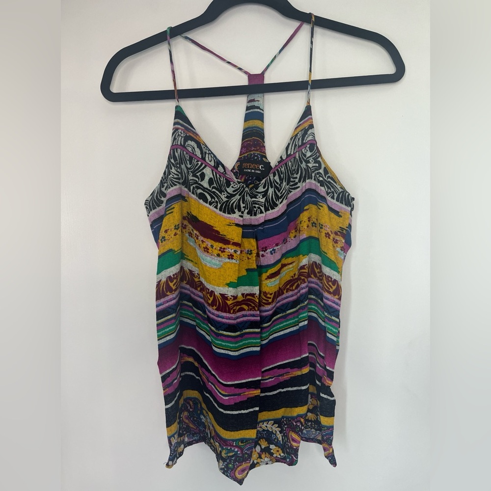 Renee C. Multicolor Striped V-Neck Spaghetti Strap Camisole